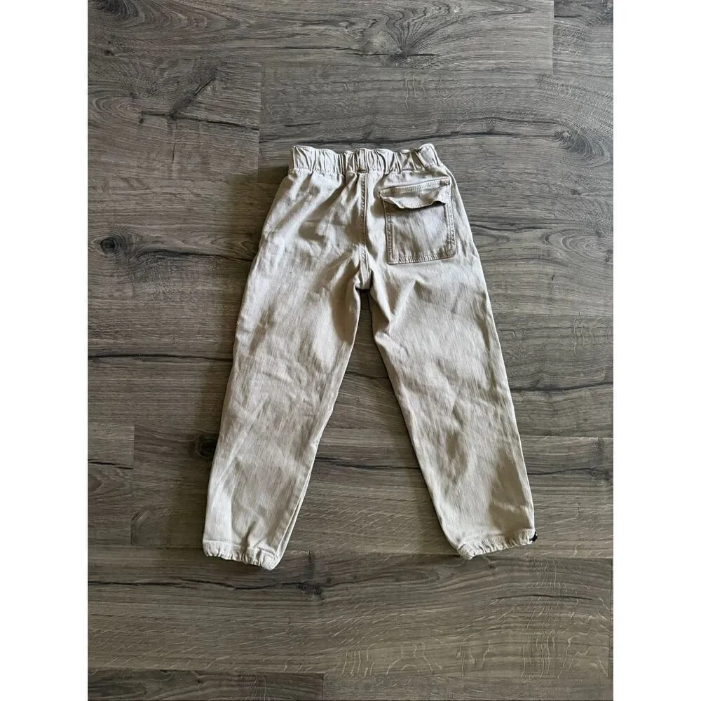 Zara paperbag waist jogger pants in a light beige Boys size 6
